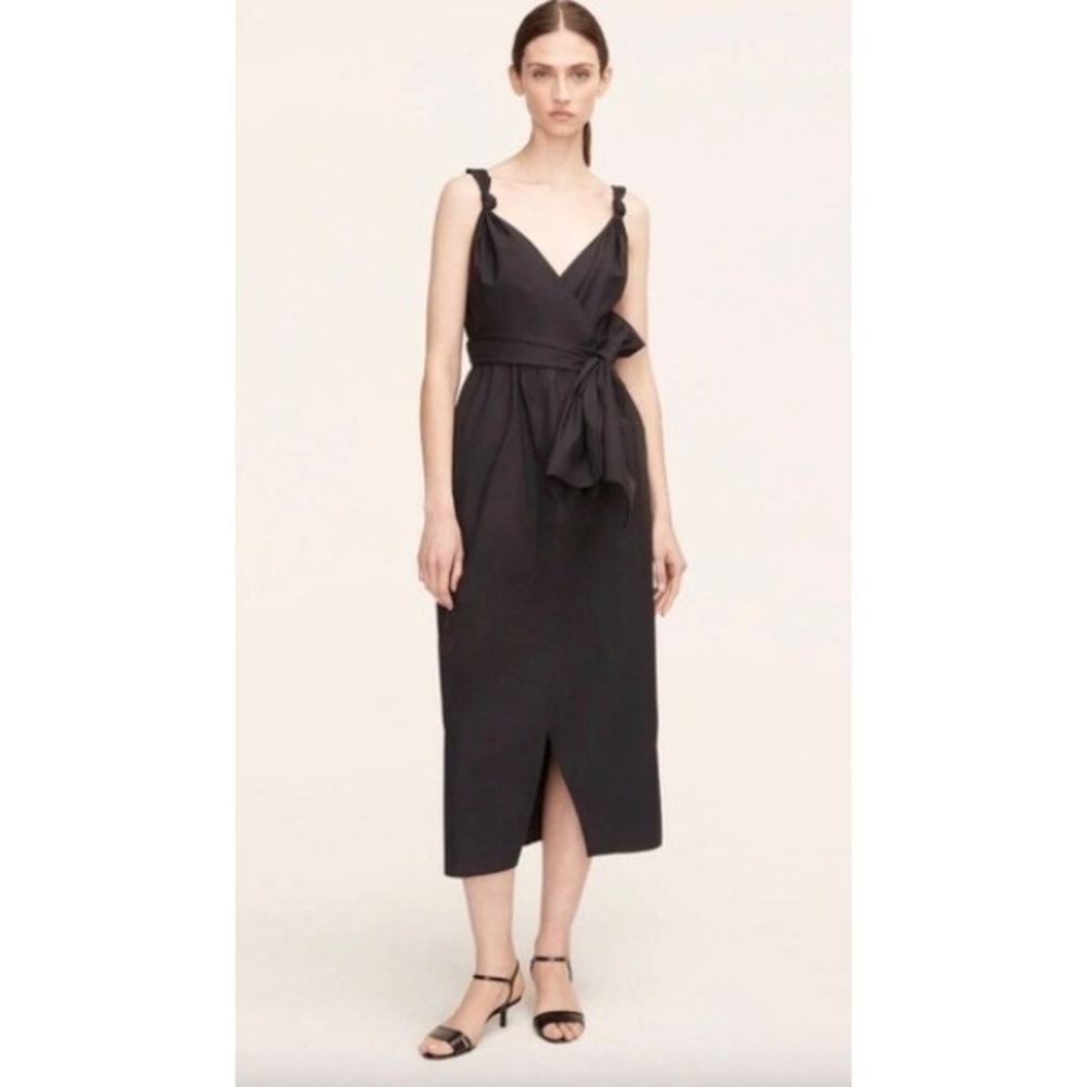 Rebecca Taylor Sleeveless Wrap Dress Womens 4 Black Cocktail Party Midi NWT